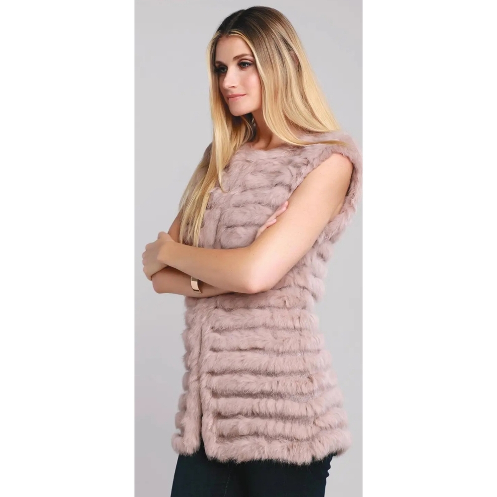 DOLCE CABO Rabit Fur Vest Light Dusty Rose Medium